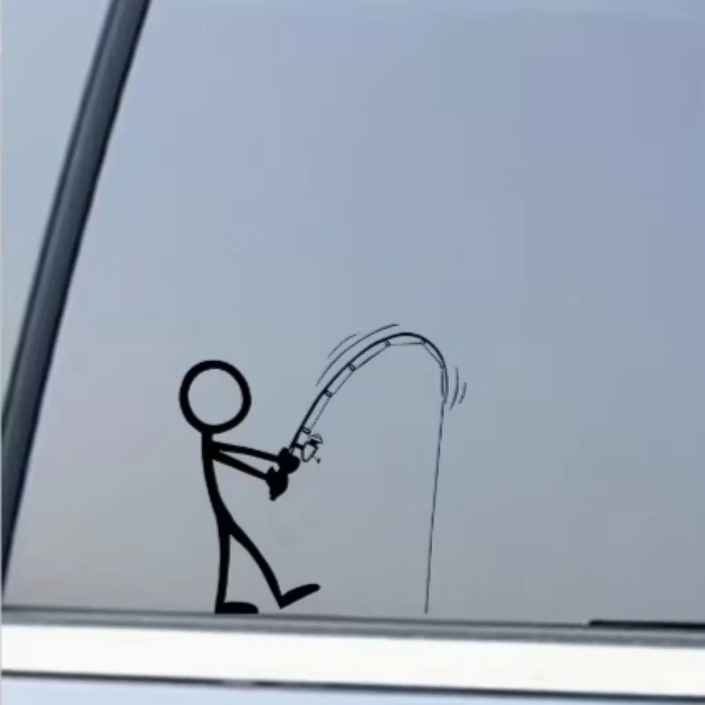 Stick Figure Fisherman‎ Fishing HookFish Vinyl Graphic Auto Laptop Decal Sticker